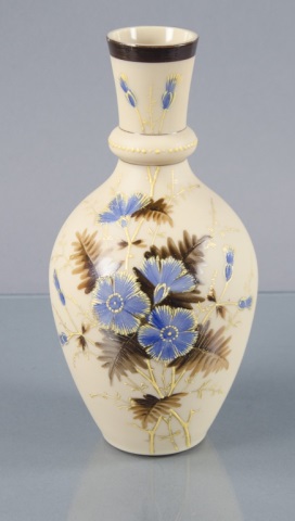 Appraisal: Fireglow Vase with Polychrome DecorationButterscotch body with beaded neck Decorated