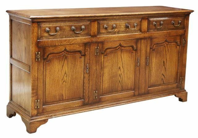 Appraisal: English oak sideboard mid th c rectangular case fitted with