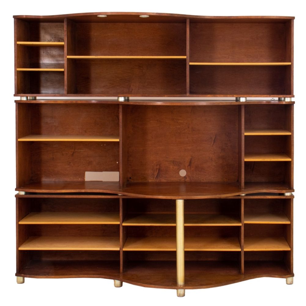 Appraisal: POSTMODERN MAHOGANY BOOKCASE ENTERTAINMENT CTR Postmodern mahogany bookcase entertainment center