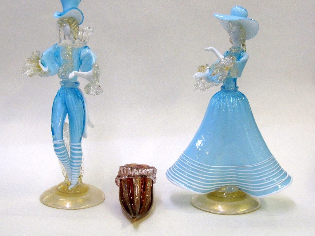 Appraisal: Pair of Venetian glass figures one def and a shoe