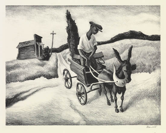 Appraisal: THOMAS HART BENTON Lonesome Road Lithograph x mm x inches