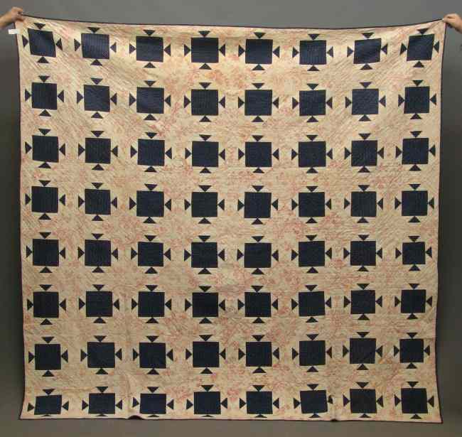 Appraisal: th c toile and calico quilt signed and dated ''AB