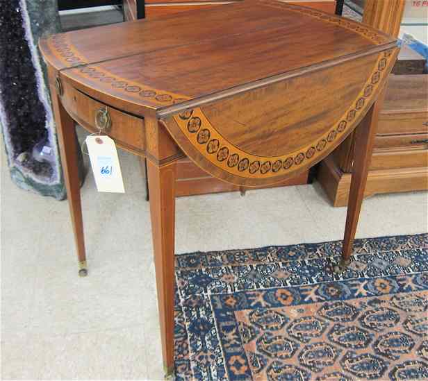 Appraisal: GEORGE III INLAID PEMBROKE TABLE English early th century the