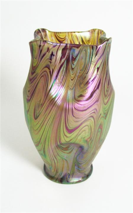 Appraisal: LOETZ STYLE OF GLASS VASE EARLY TH CENTURY the undulating