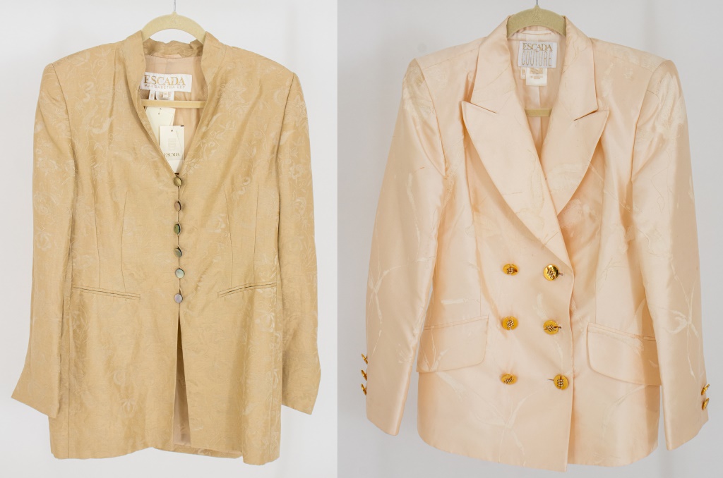 Appraisal: VINTAGE ESCADA COUTURE SILK JACKETS Two vintage Escada jackets comprising