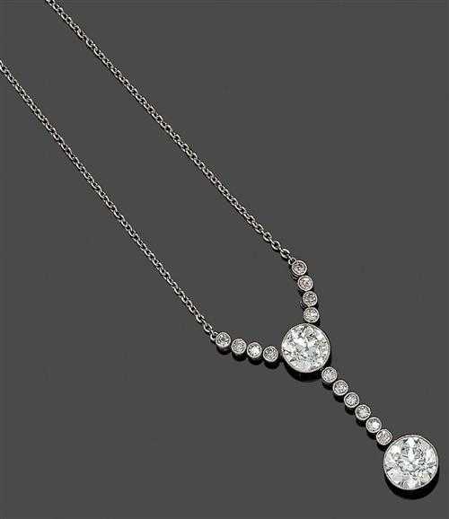 Appraisal: DIAMOND NECKLACE ca Platinum Fine Y -shaped necklace with anchor