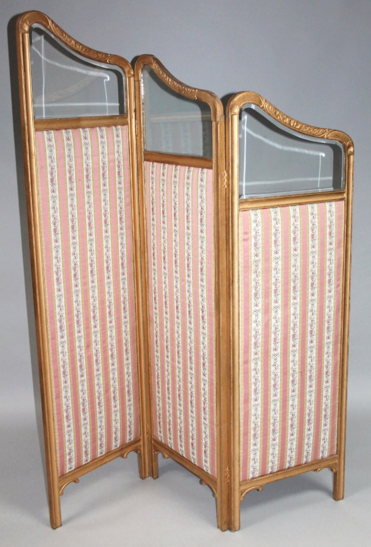 Appraisal: A modern graduated divider or changing screen the wooden outline