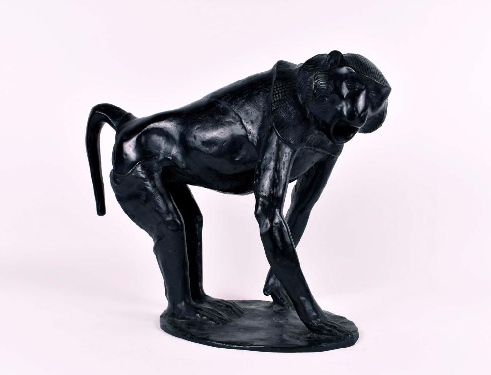 Appraisal: L TOFORNARI PATINATED BRONZE OF A BABOONSigned on the base