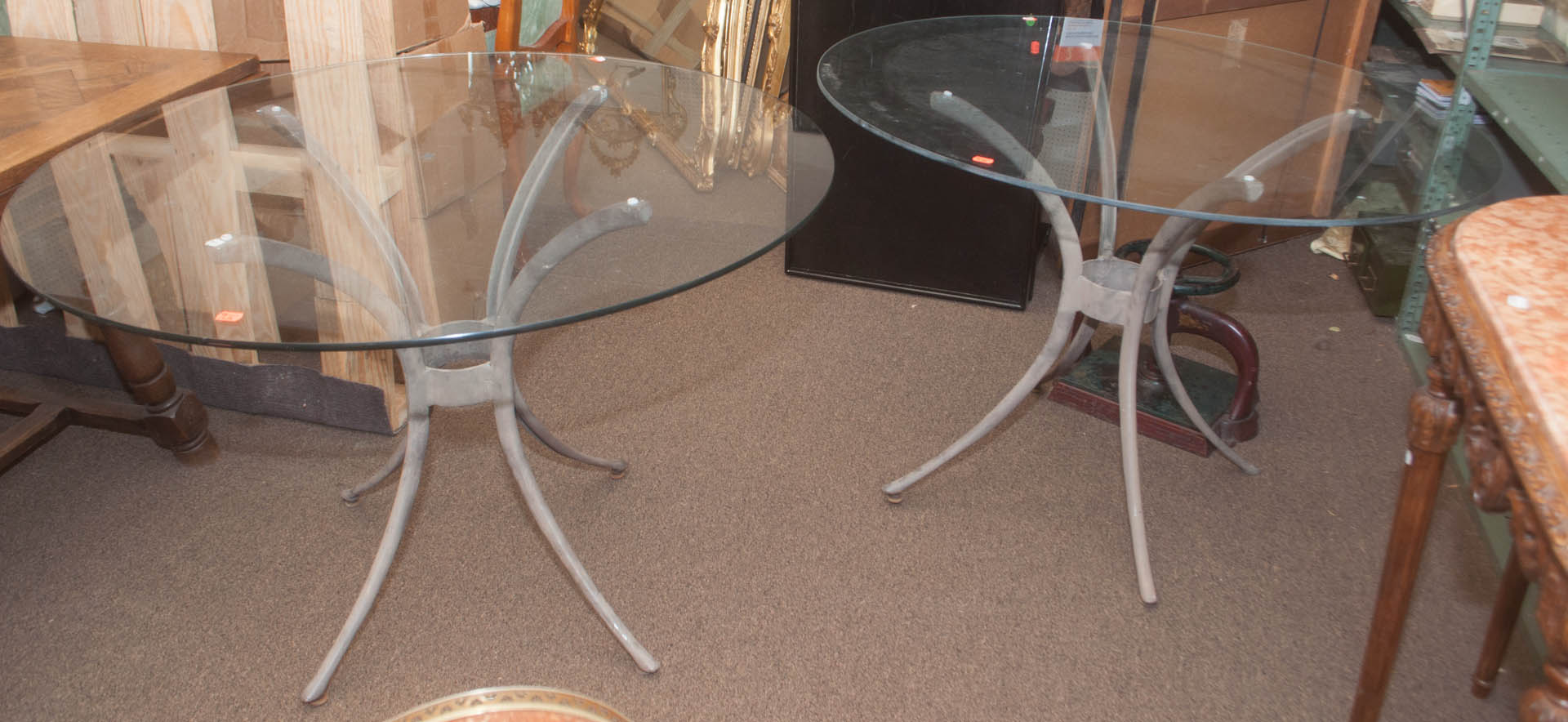 Appraisal: Two glass top patio tables Undernumber