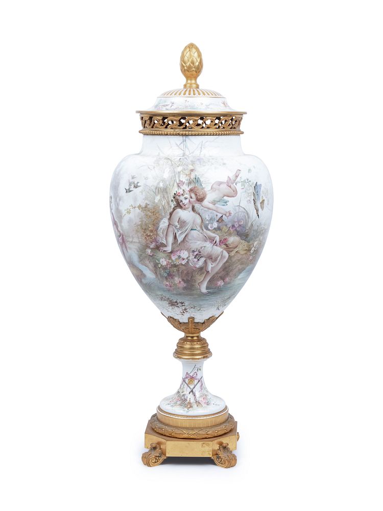 Appraisal: A Sevres Style Gilt Bronze Mounted Porcelain Urn A Sevres