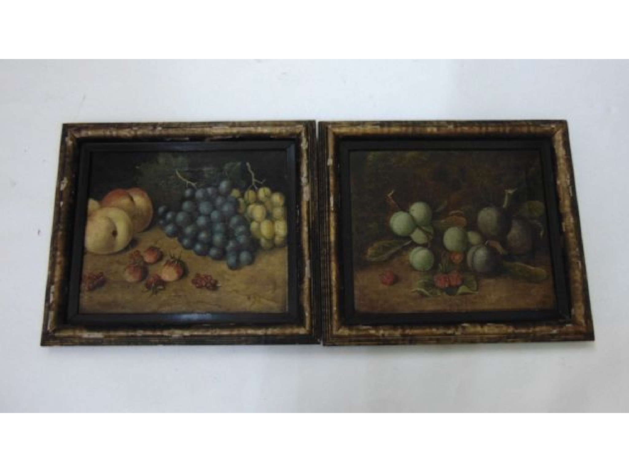 Appraisal: A pair of th century oil on canvas still life