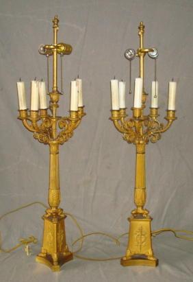 Appraisal: Pair of Dore Bronze Candlebra From an East th Street