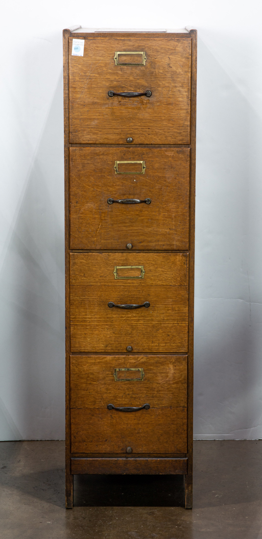 Appraisal: OAK FILE CABINET Oak file cabinet having four drawers h