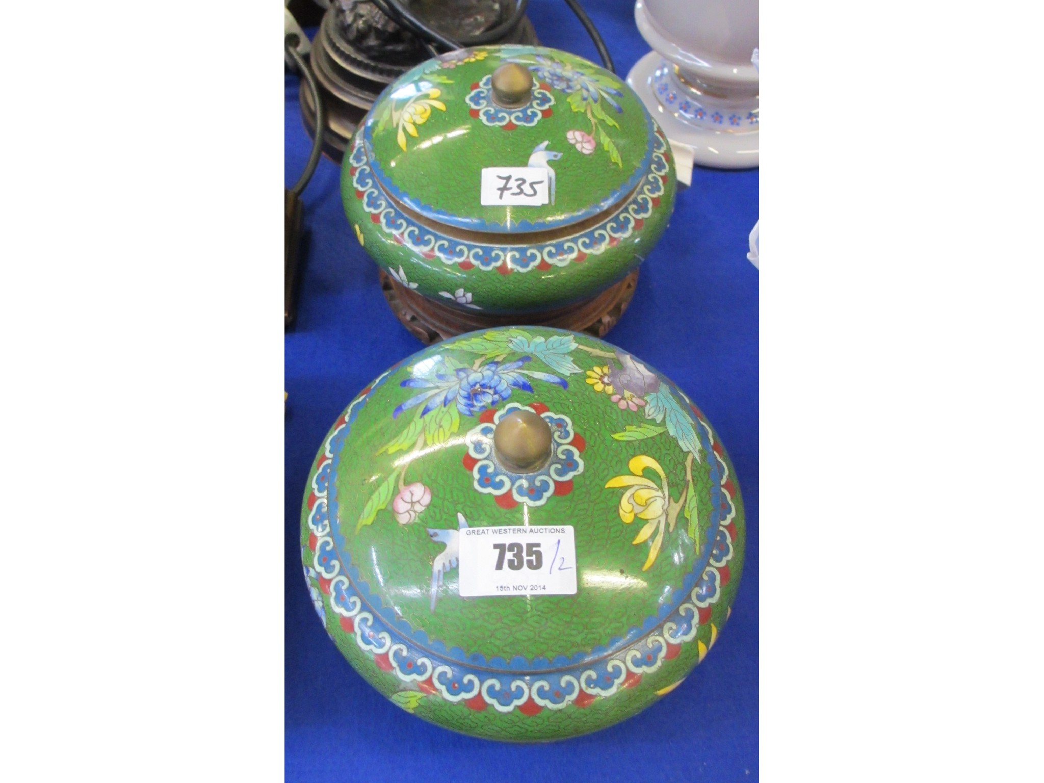 Appraisal: Pair of Cloisonne pots and covers