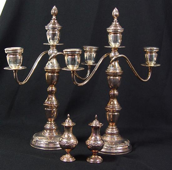 Appraisal: Candelabra Two arms and removable center finial high With matching