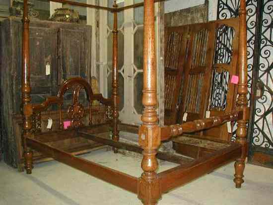 Appraisal: An Anglo Indian Teak Tester Single Bed circa comprising four