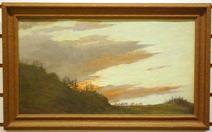 Appraisal: PORTLAND LANDSCAPE OIL ON CANVAS BOARD titled ''Sunset'' depicting Westover