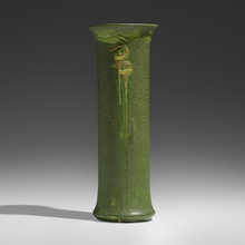 Appraisal: Wilhelmina Post for Grueby Faience Company RARE VASE WITH JACK-IN-THE-PULPITS