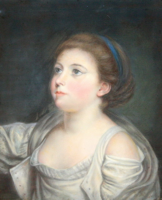 Appraisal: TH CENTURY SCHOOLPortrait of a young girl wearing a blue