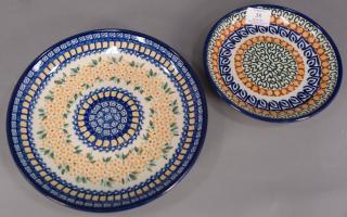 Appraisal: Setting for twelve handmade Polish pottery dinner and luncheon plates