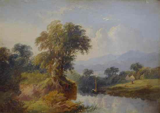 Appraisal: William Joseph Horlor th C oil on millboard River landscape