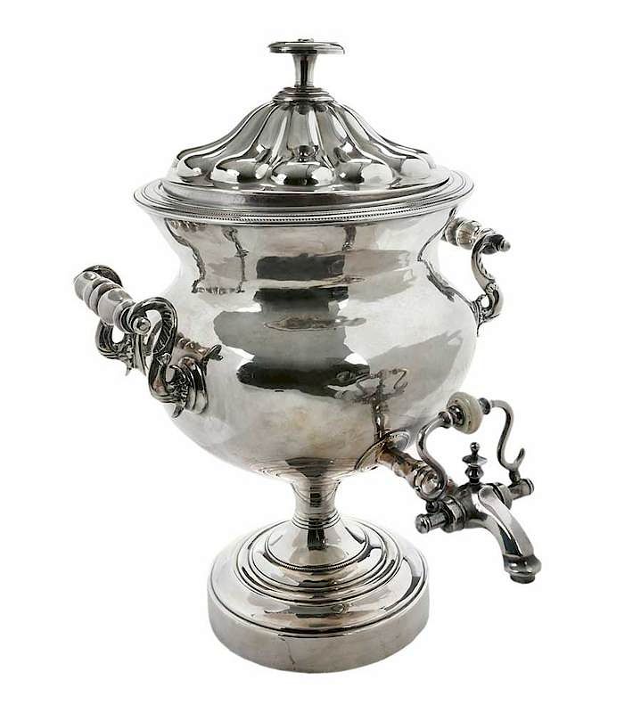 Appraisal: Silver Hot Water Urn probably English late th century urn