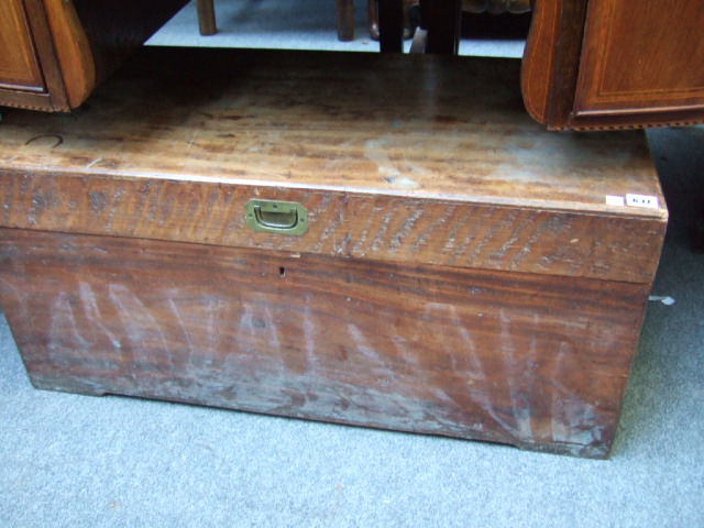 Appraisal: A th century camphor wood trunk with brass carry handles