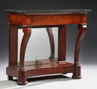 Appraisal: French Louis Philippe Style Carved Mahogany Marble Top Console Table