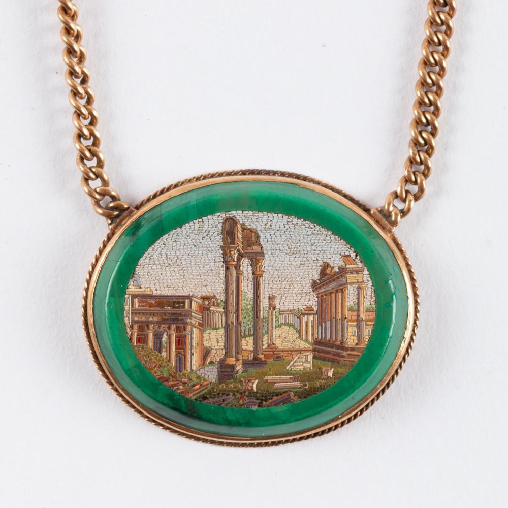 Appraisal: K GOLD GRAND TOUR PIETRA DURA NECKLACE TH C A