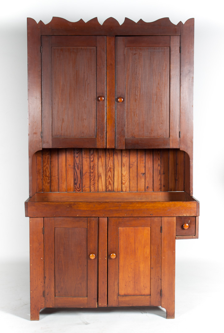 Appraisal: American vernacular pine step-back cupboard third quarter- th century shaped