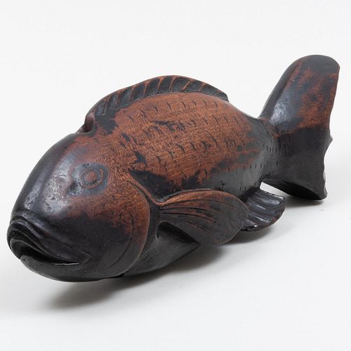 Appraisal: JAPANESE FOLK WOOD CARVING OF A FISHUnmarked x x in