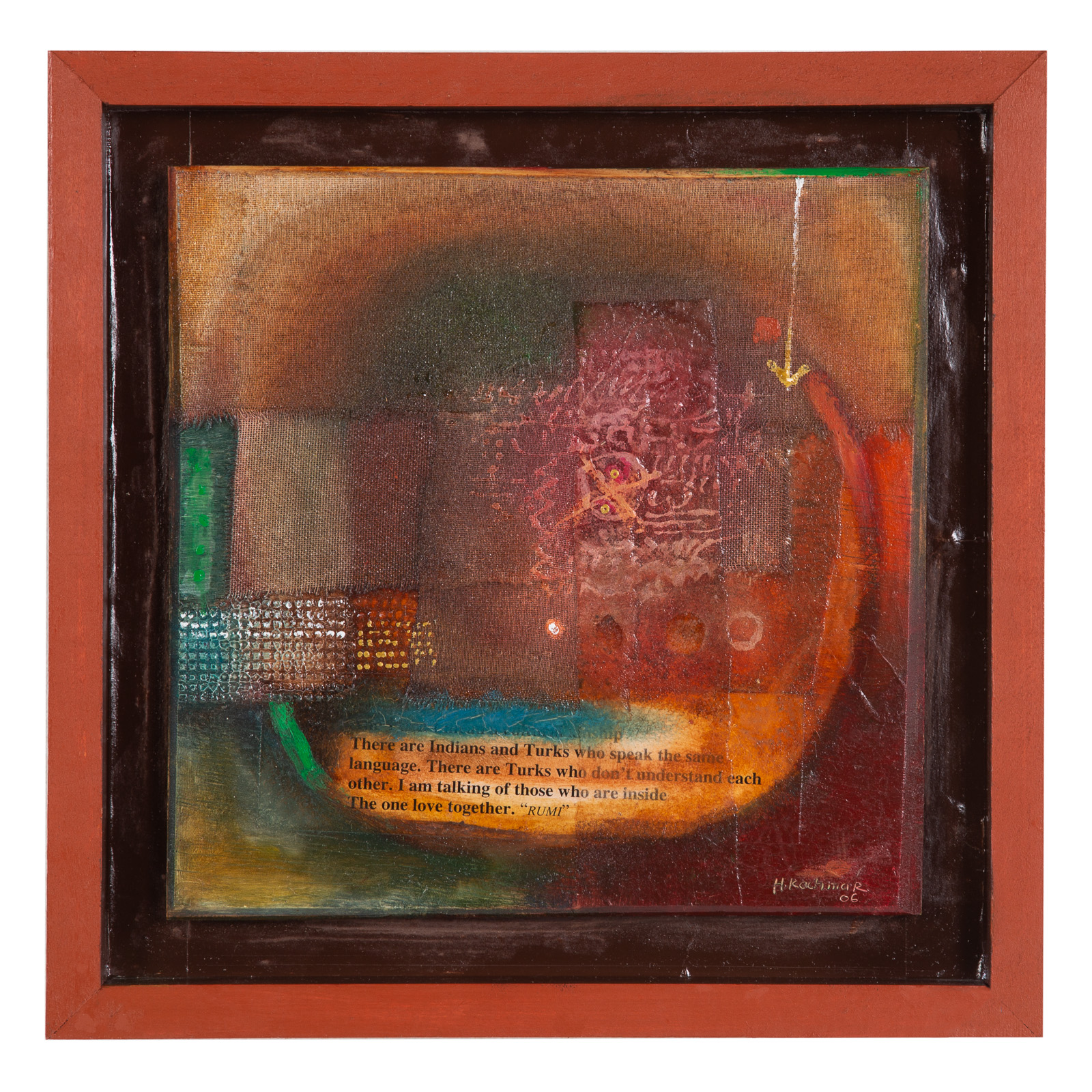 Appraisal: HAMID KACHMAR RUMI II MIXED MEDIA COLLAGE Moroccan b Mixed