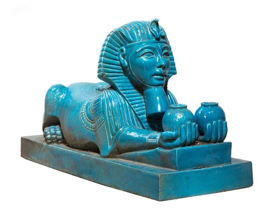 Appraisal: Sale Lot A Turquoise Glazed Terra Cotta Sphinx first half