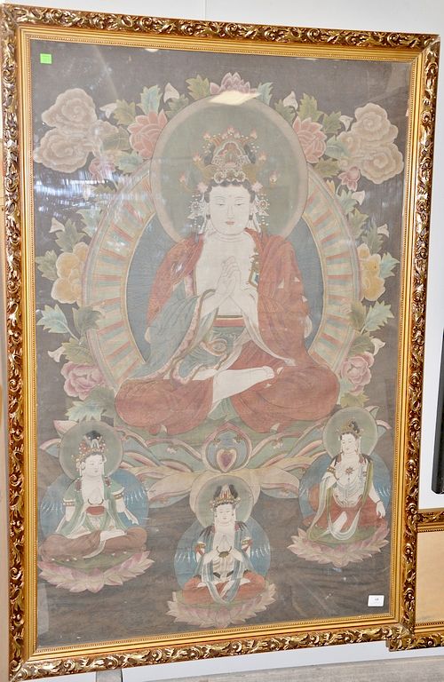 Appraisal: Group of four framed Asian pieces to include a watercolor