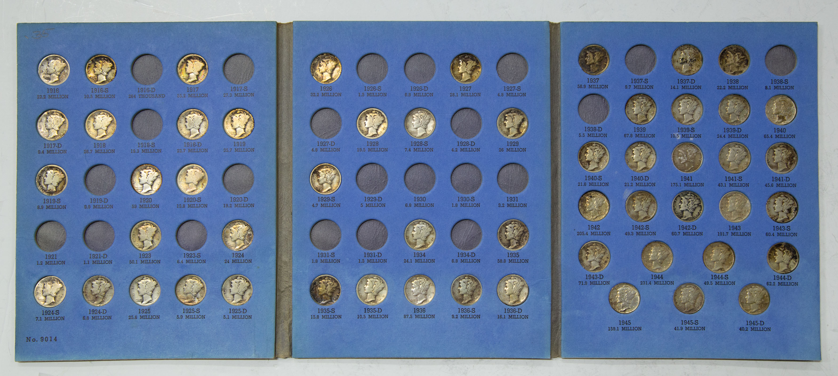 Appraisal: MERCURY DIME COLLECTION IN FOLDER coins in Whitman folder with