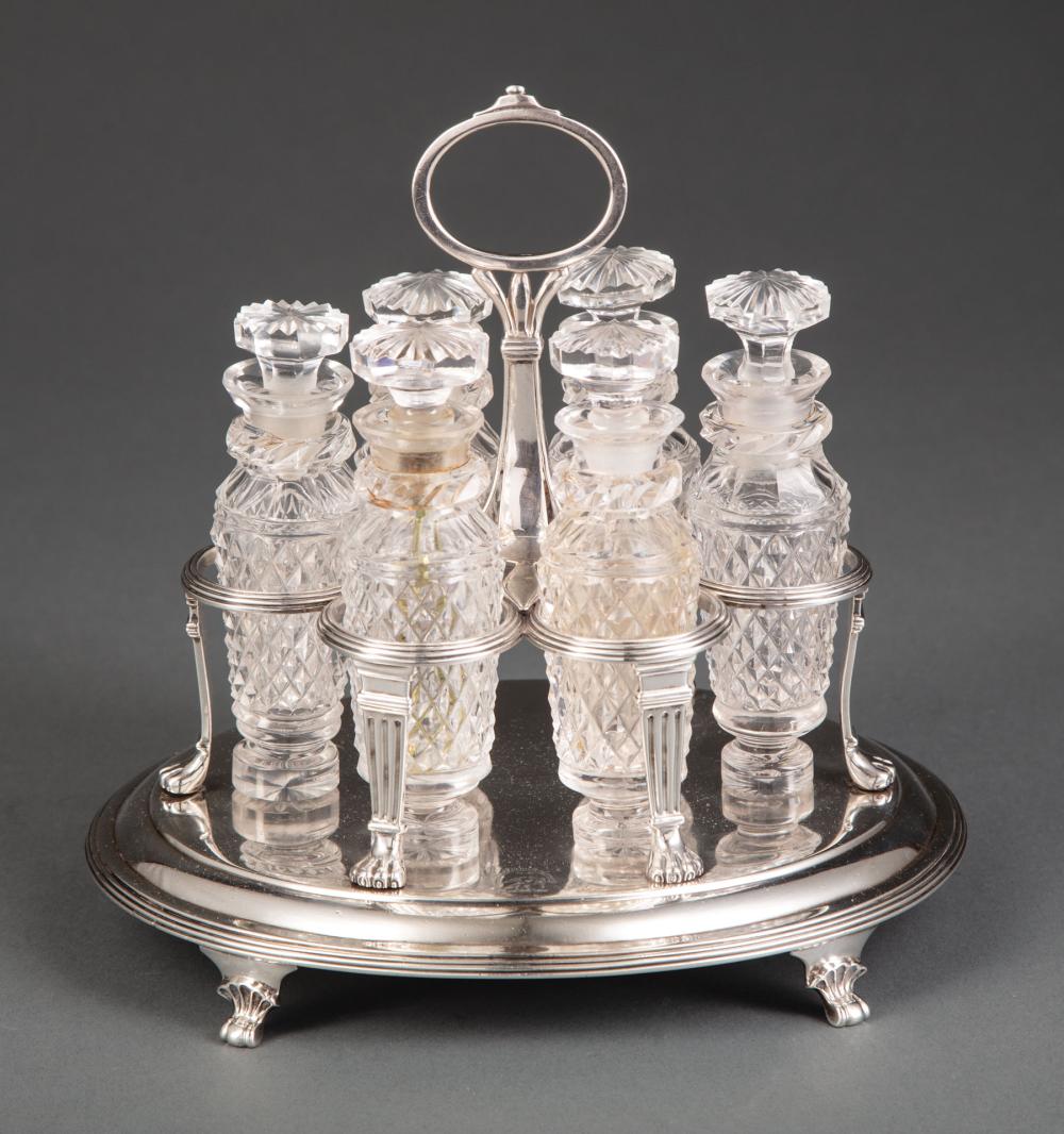 Appraisal: George III Sterling Silver Cruet Stand Samuel and George Whitford