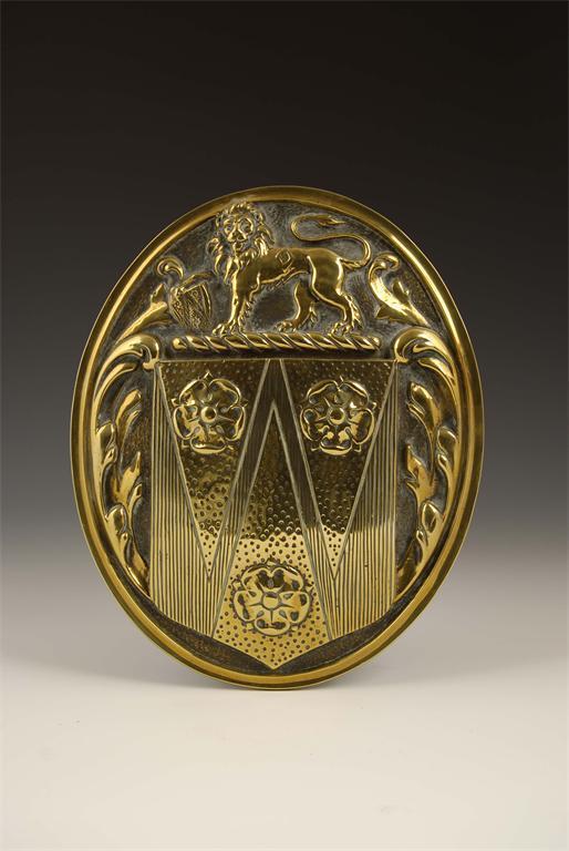 Appraisal: A th century oval brass coat of arms