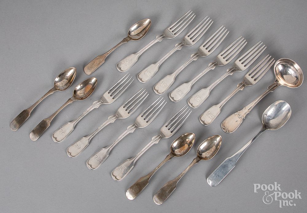 Appraisal: Coin silver flatware Coin silver flatware to include R W