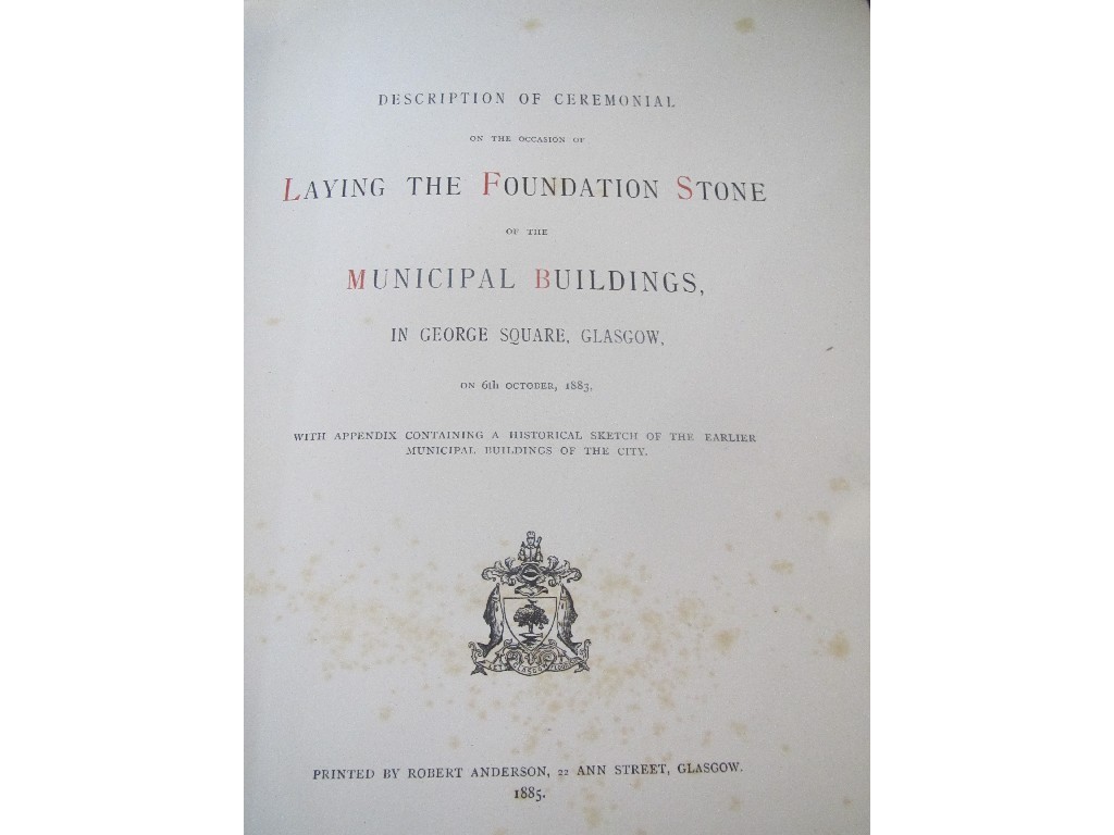 Appraisal: Lot comprising three books on Glasgow - Water Supply Documentation