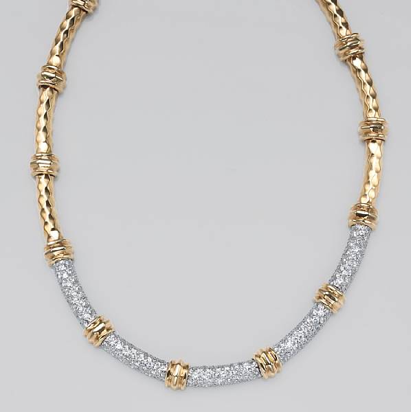 Appraisal: A diamond and k gold necklace estimated total diamond weight