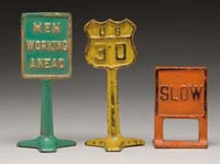 Appraisal: LOT OF SEVEN ARCADE ROAD SIGNS Lot includes Men Working