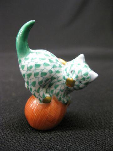 Appraisal: Herend Fishnet Porcelain Figurine of Kitten on a ball excellent