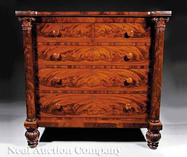 Appraisal: A Philadelphia Mahogany Chest of Drawers c indented front with