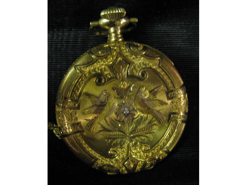 Appraisal: ELGIN POCKET WATCH k yellow gold exceptionally engraved hunting case