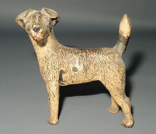 Appraisal: Cast iron terrier doorstop th c with original paint decoration