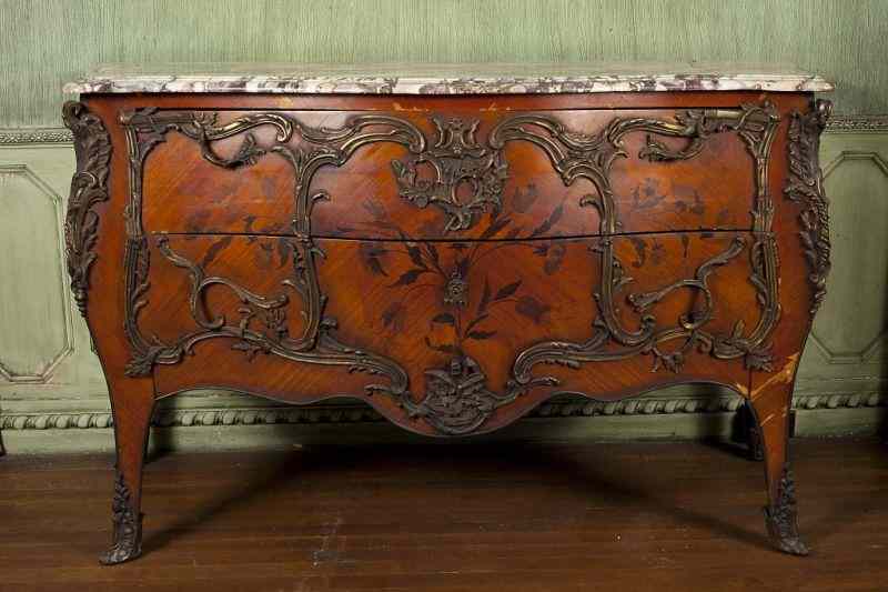 Appraisal: Louis XV Style Bombe Commodelate th century kingwood marquetry veneer