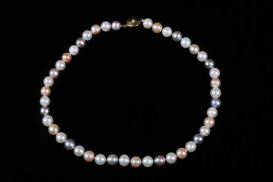 Appraisal: MULTI-COLOR FRESH WATER PEARL CHOKER Forty-four pink grey and white