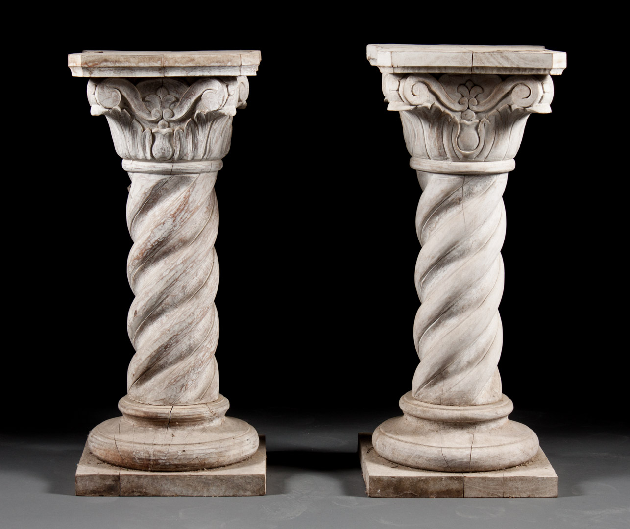 Appraisal: Pair of Classical style painted pedestals late th century each