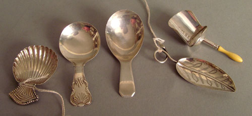 Appraisal: Five Georgian silver tea caddy spoons to include by Richard