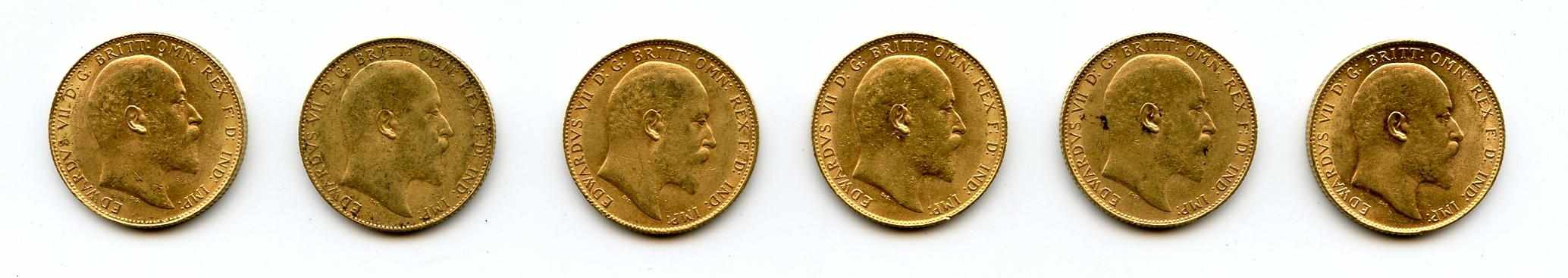 Appraisal: Great Britain Edward VII Sovereigns KM- An interesting group with